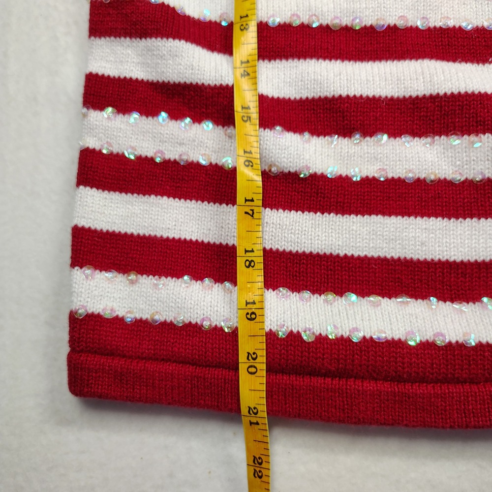 Vtg Tiara International American Flag Sequin Zip Up Cardigan Sweater‎ XL - Picture 8 of 13
